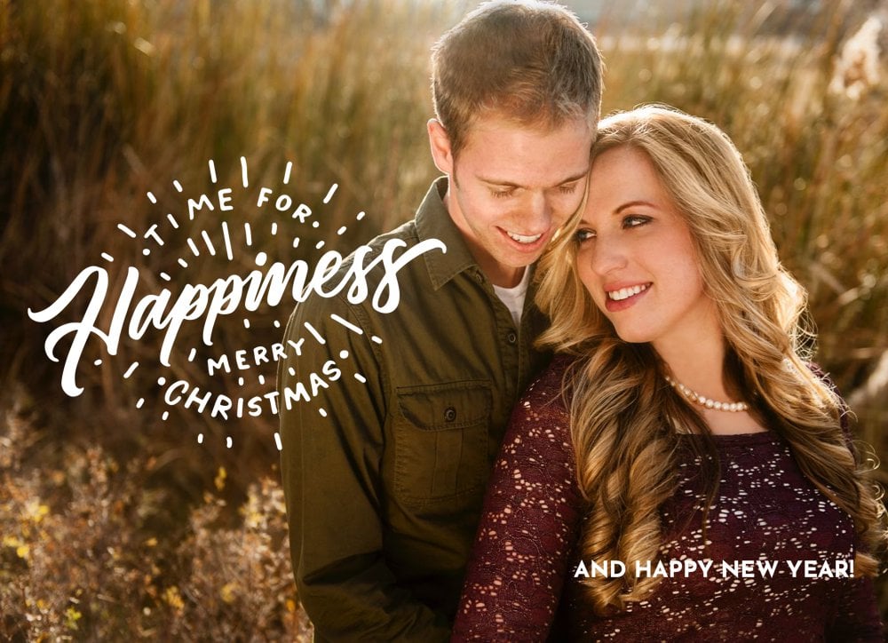 Holiday cards like this one make a great way to show off your engagement photos.