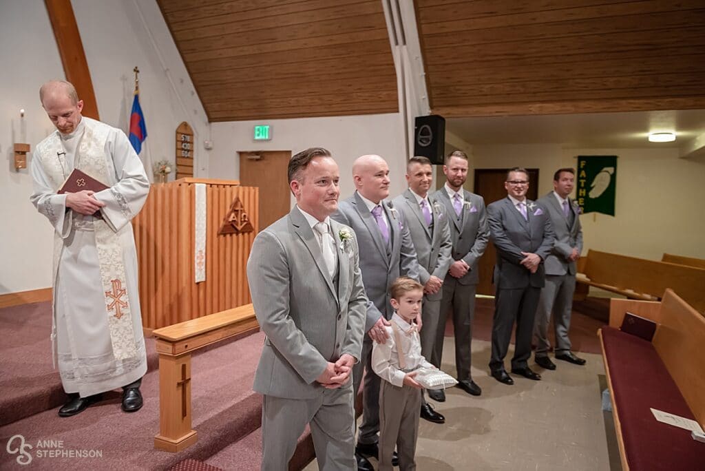 The groom sees his bride for the first time on the day of the wedding.