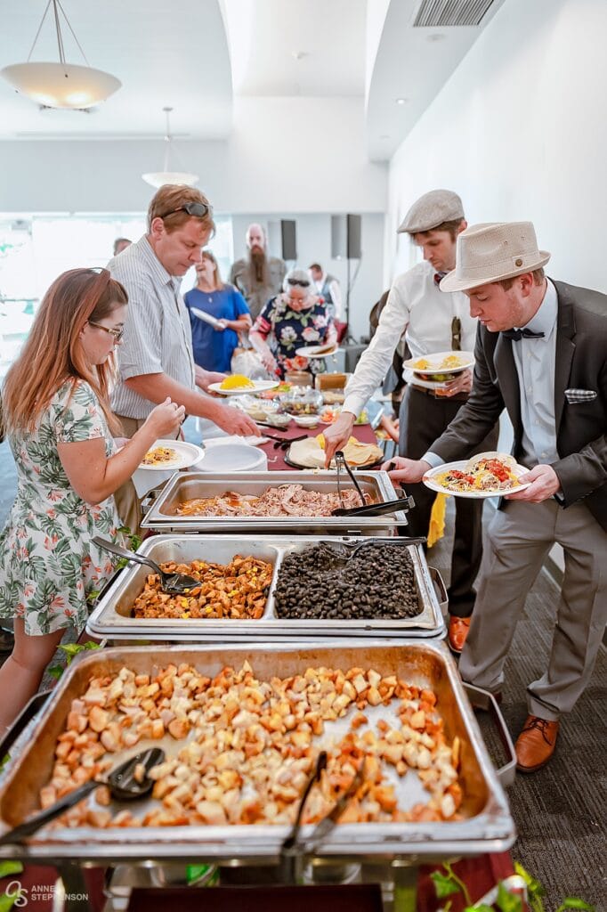 Guests partake of the taco bar provided by Clark's Custom Catering.