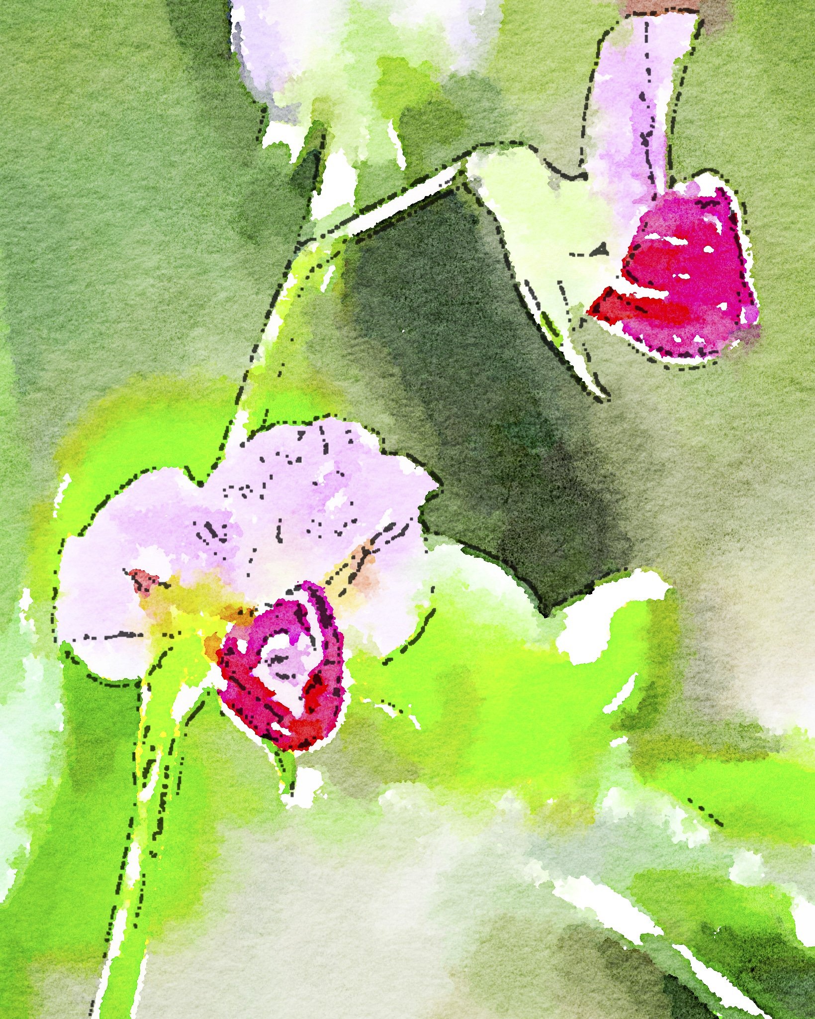 Flowers painted in the Waterlogue cell phone app.