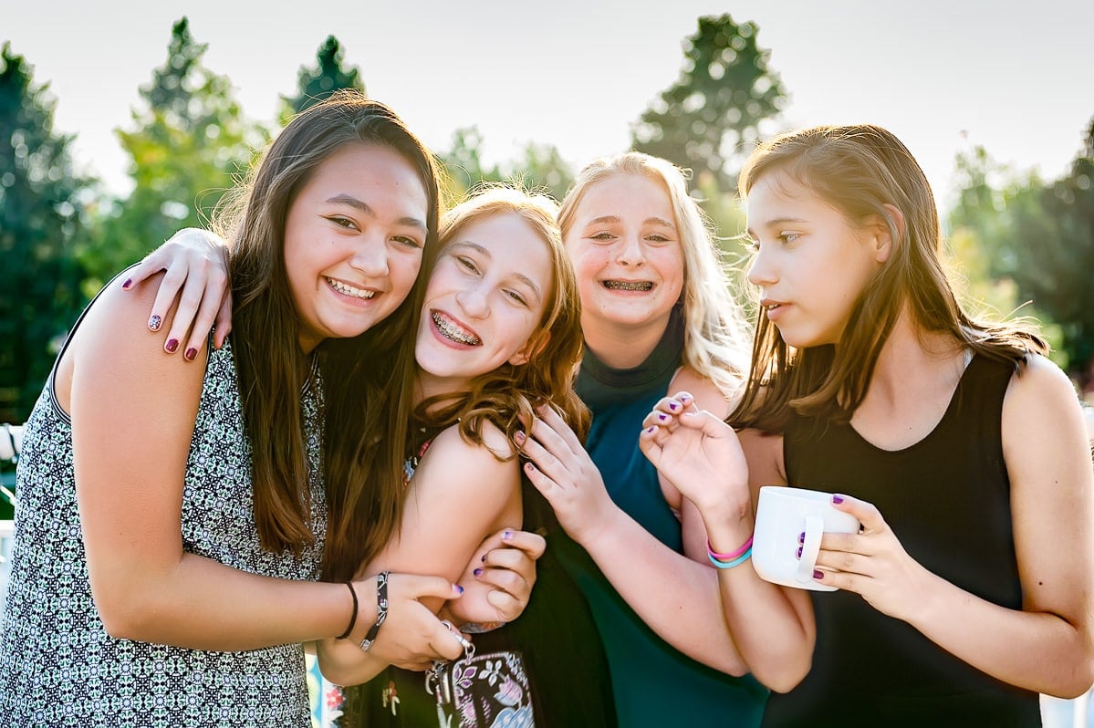Best friends celebrate at a bat mitzvah