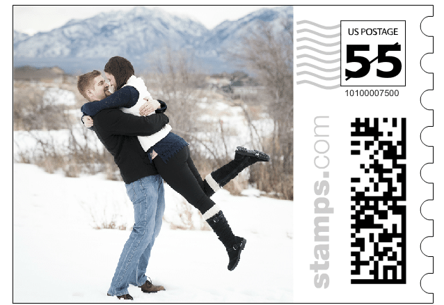 A custom-made stamp created with engagement photos.