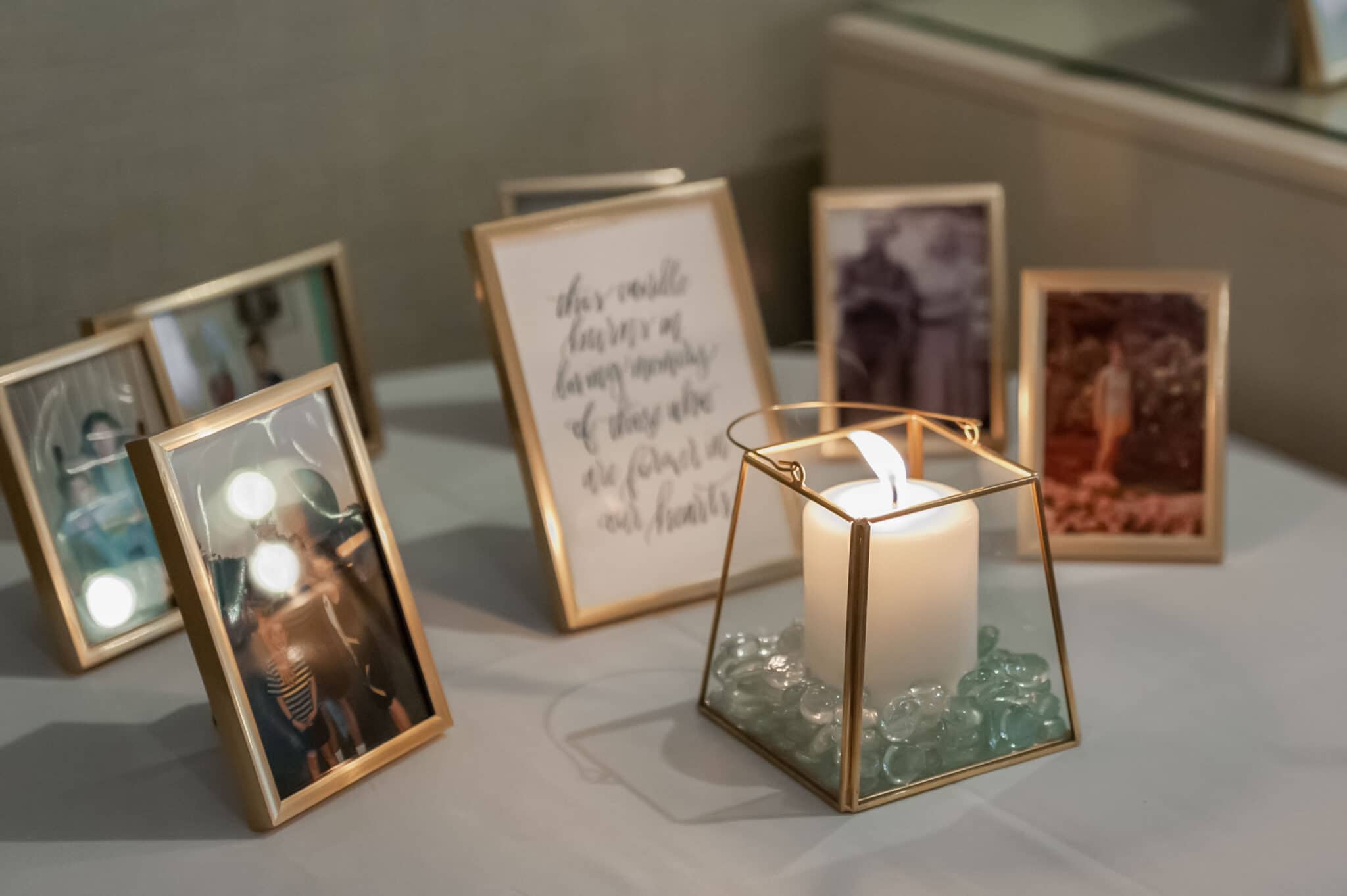 If deceased, consider honoring your dad on your wedding day with a memory table filled with photos and a candle.