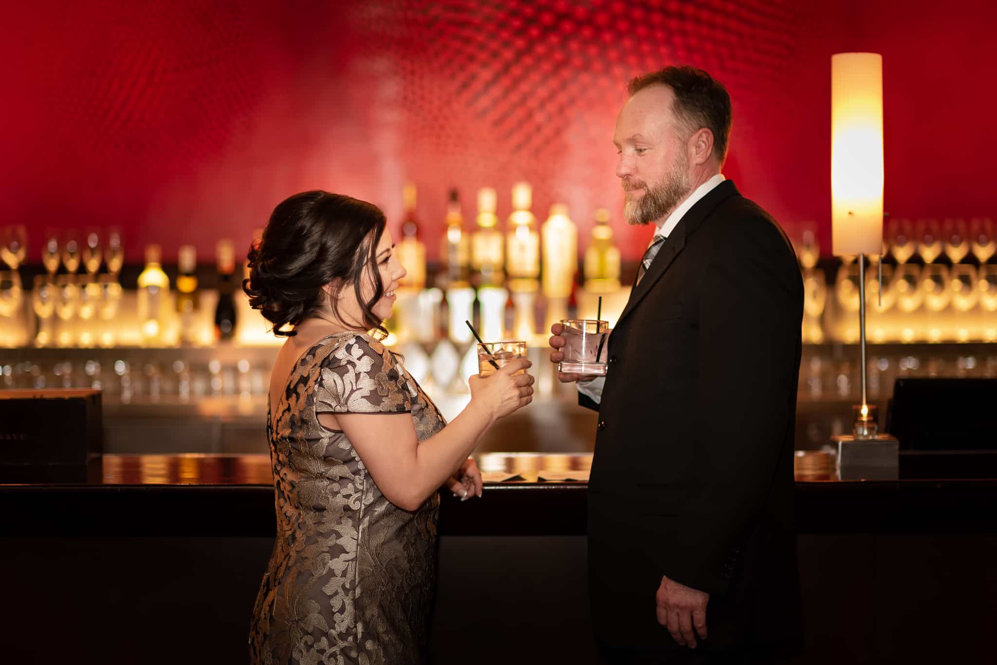 A man and woman order drinks at Kevin Taylors at the Opera House in Denver at DCPA.