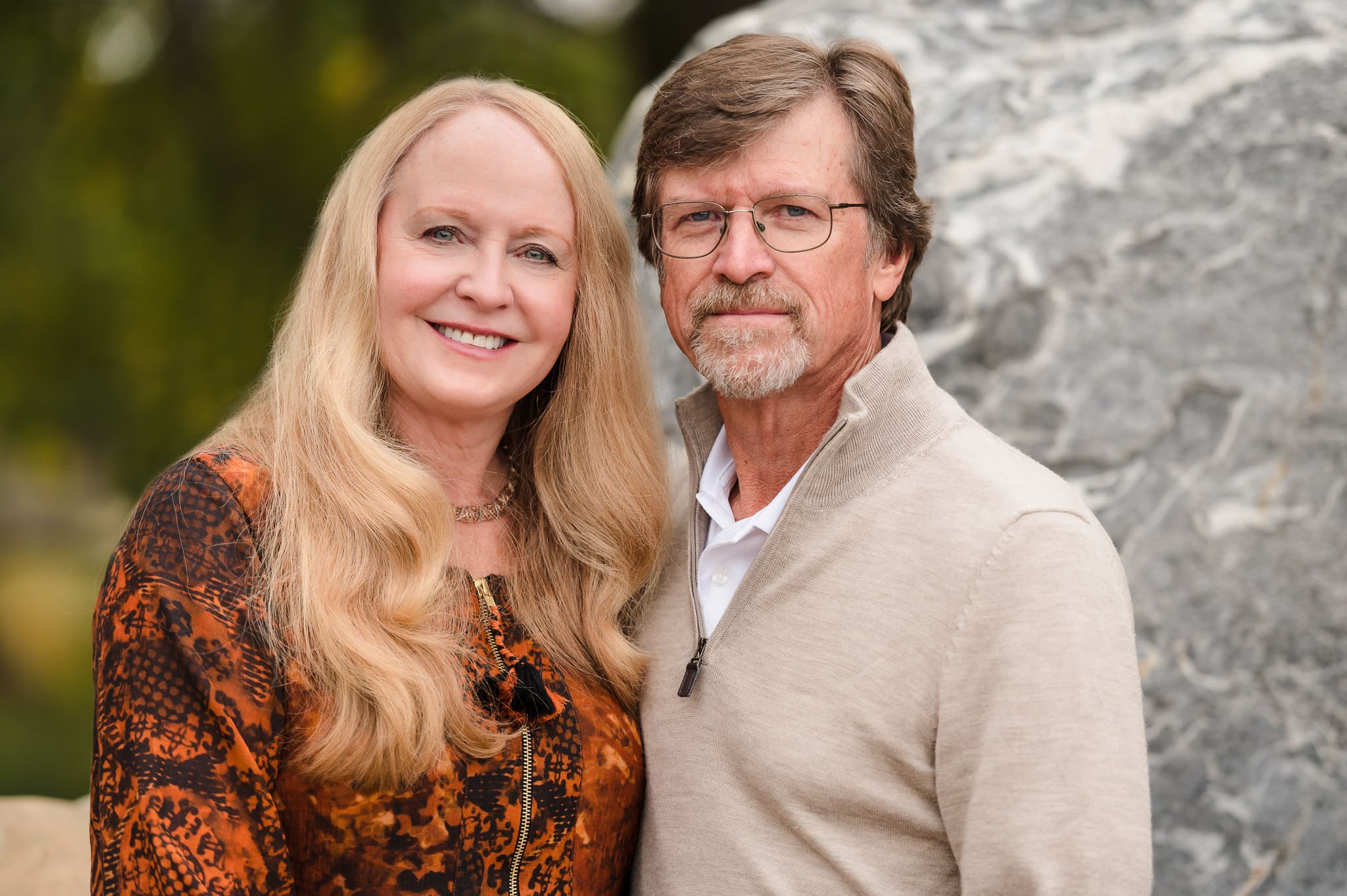 Up close photo of a man and woman during their 40th wedding anniversary portrait session.