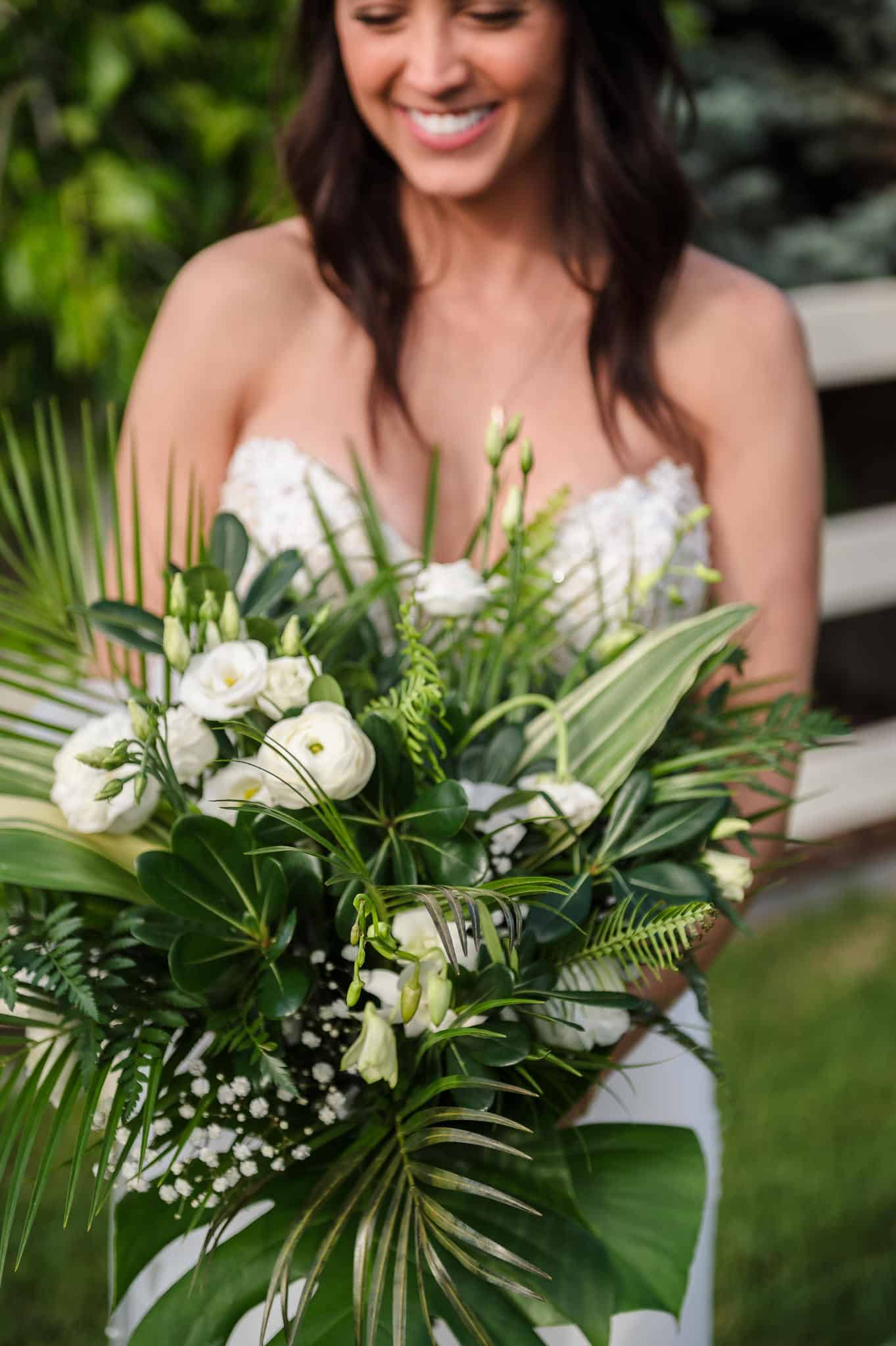 Hawaiian-inspired wedding bouquet.