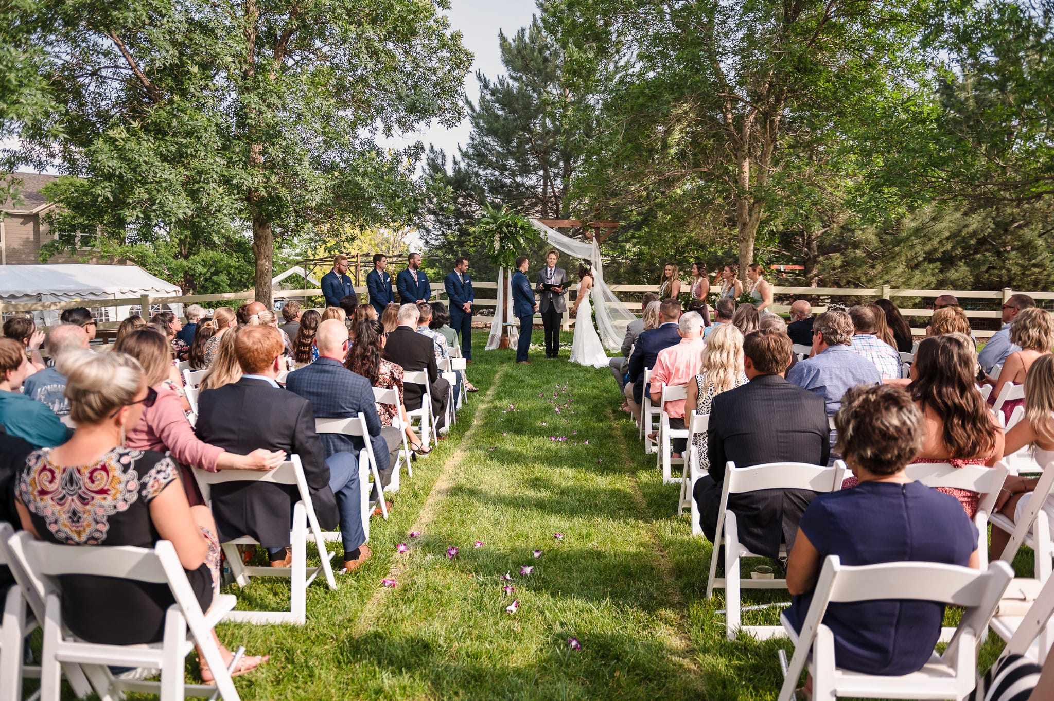 Wide angle view of Thornton outdoor owedding.