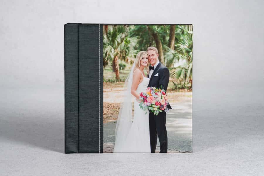 A stitched photo cover like this one allows you to personalize your album.