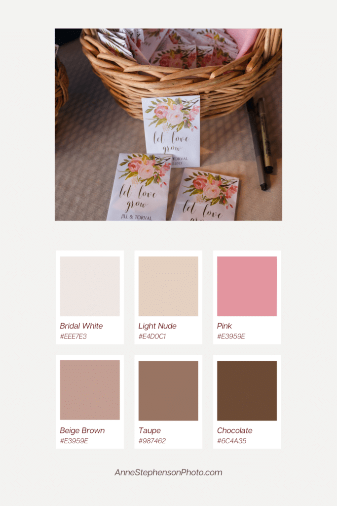 Wedding Color Palette of Pink with Earthy Neutrals