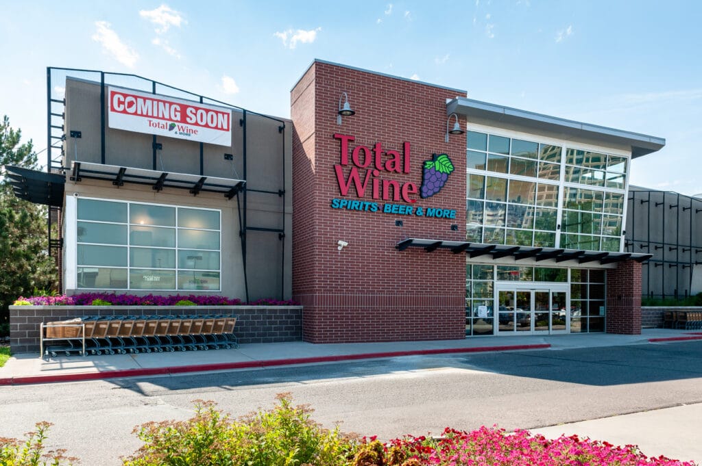 The exterior of the newly opened Total Wine building in Denver, Colorado.